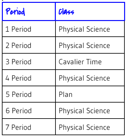 Schwarzer Schedule